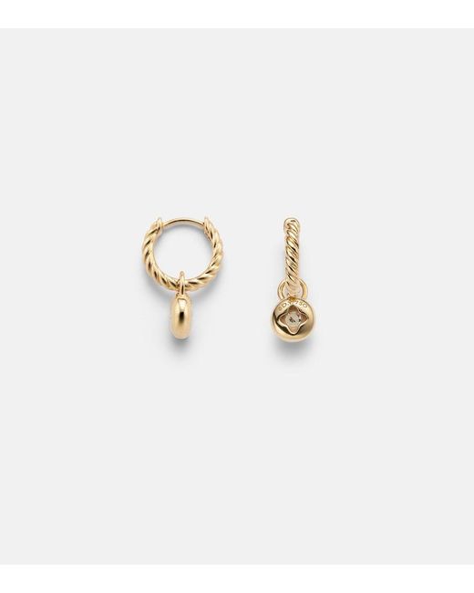 David Yurman White Cable Collectibles Petite Cable 18Kt Huggie Earrings With Diamonds