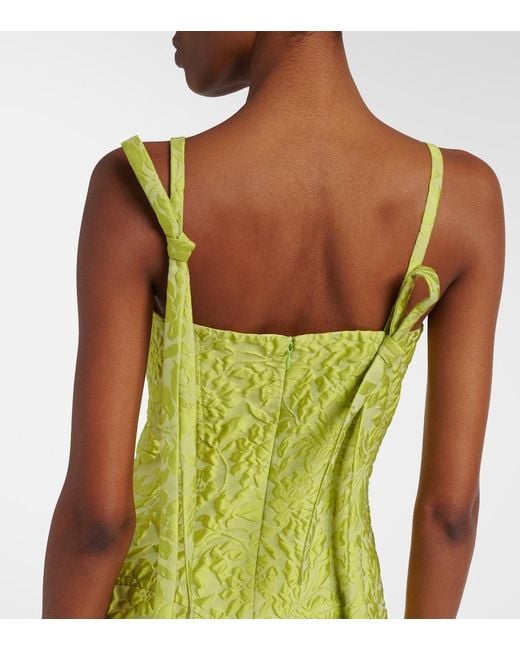 Emilia Wickstead Green Eliezer Floral Cloque Minidress