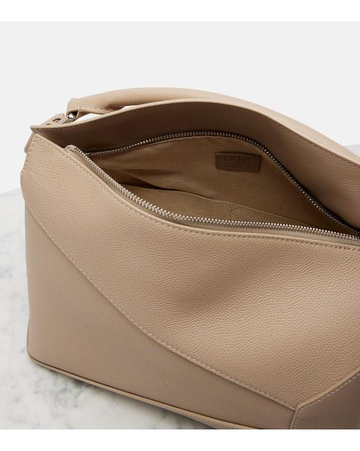 Loewe White Puzzle Edge Medium Leather Top-Handle Bag