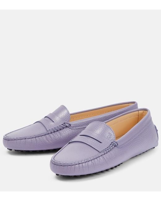 Tod's Purple Gommino Leather Loafers