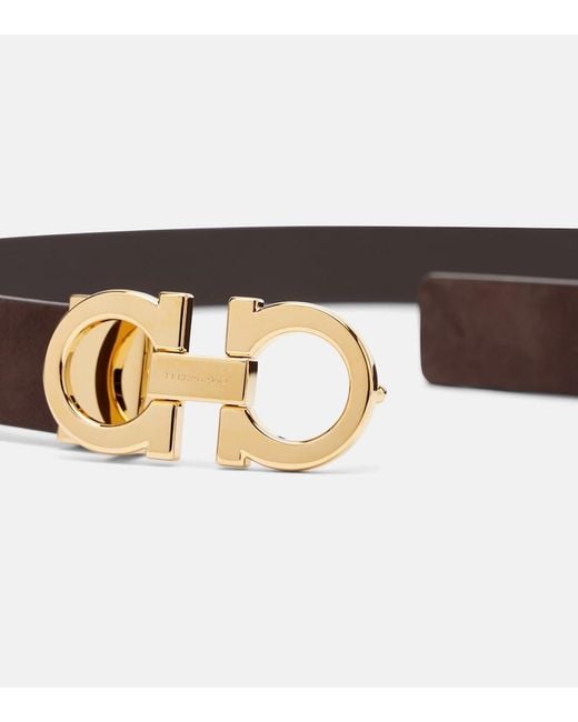 Ferragamo Black Gancio Mediterraneo Leather Belt