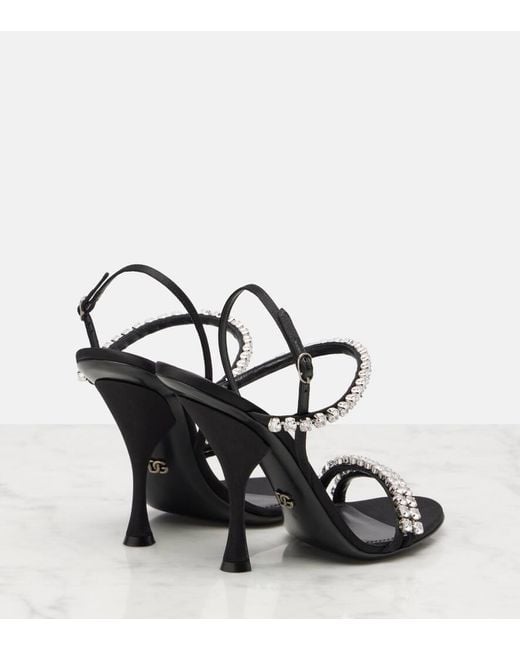 Dolce & Gabbana Black Crystal-Embellished Sandals