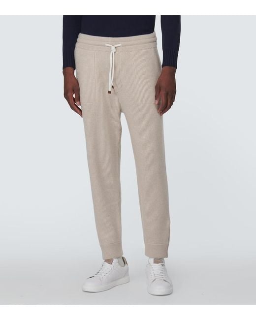 Brunello Cucinelli Natural Cashmere Sweatpants for men