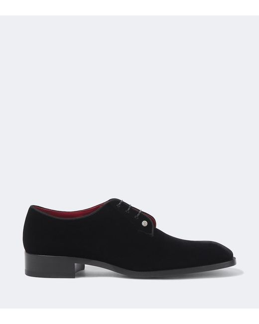 Christian Louboutin Black Chambeliss Velvet Derby Shoes for men