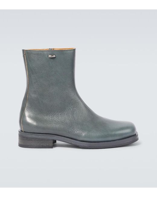 Our Legacy Gray Camion Leather Ankle Boots for men