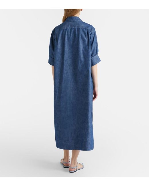 Jil Sander Blue Cotton Chambray Shirt Dress
