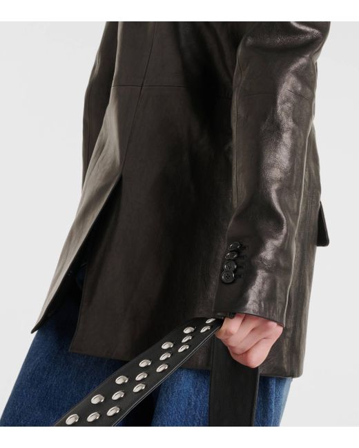 Khaite Black Jacobson Leather Blazer