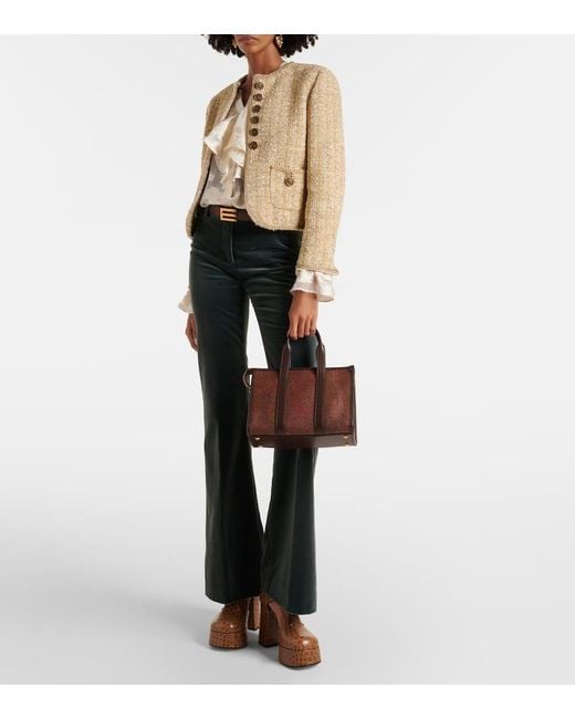Etro Brown Tote Bag Bauletto Large Aus Canvas Mit Leder