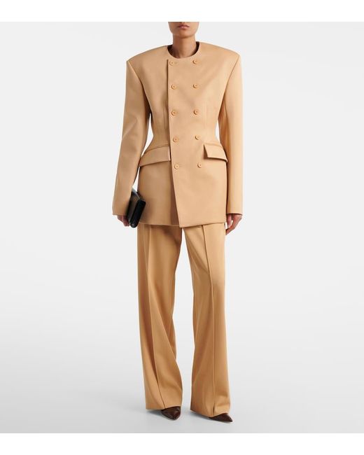 Wardrobe NYC Natural Rhw Wool Wide-Leg Pants