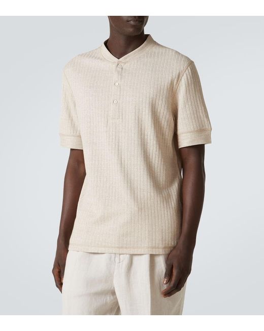 Brunello Cucinelli Natural Linen And Cotton T-Shirt for men