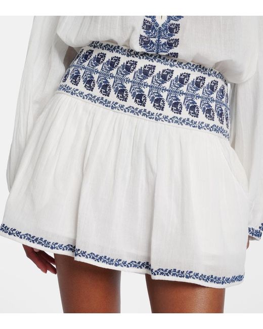 Isabel Marant White Picadilia Embroidered Cotton Miniskirt