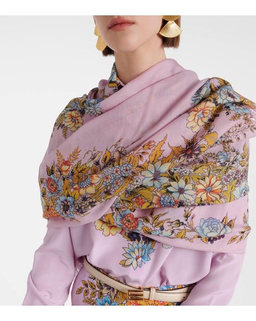 Etro Multicolor Schal aus Kaschmir, Seide und Wolle