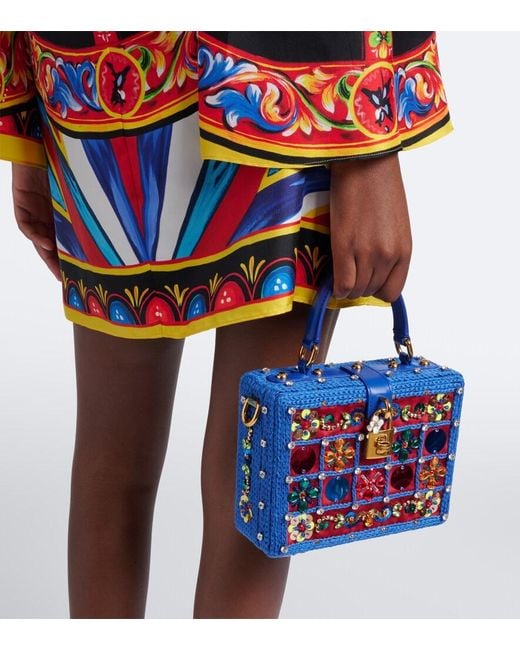 Dolce & Gabbana Blue Dolce Box Beaded Box Bag