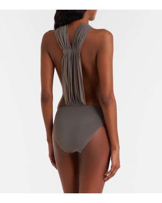 Rick Owens Gray Miami Cutout Sheer Tulle Bodysuit