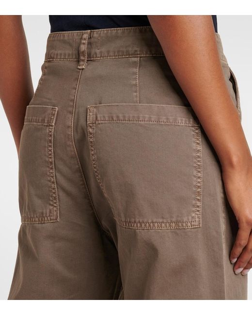 Velvet Brown Alexis Cotton Twill Barrel-Leg Pants