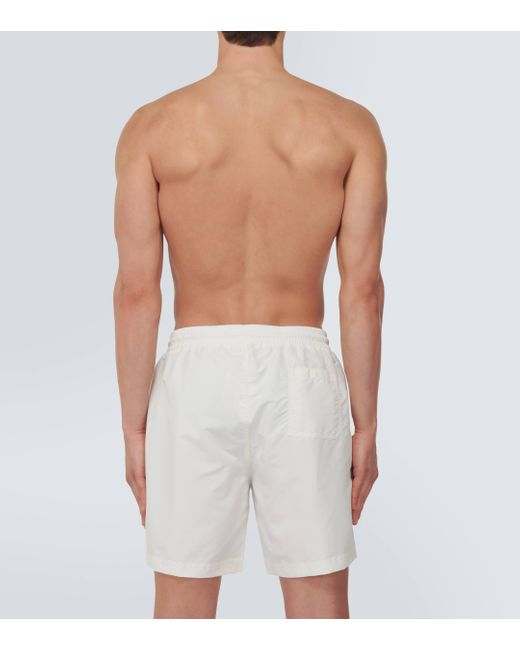 Brunello Cucinelli White Logo Swim Shorts for men