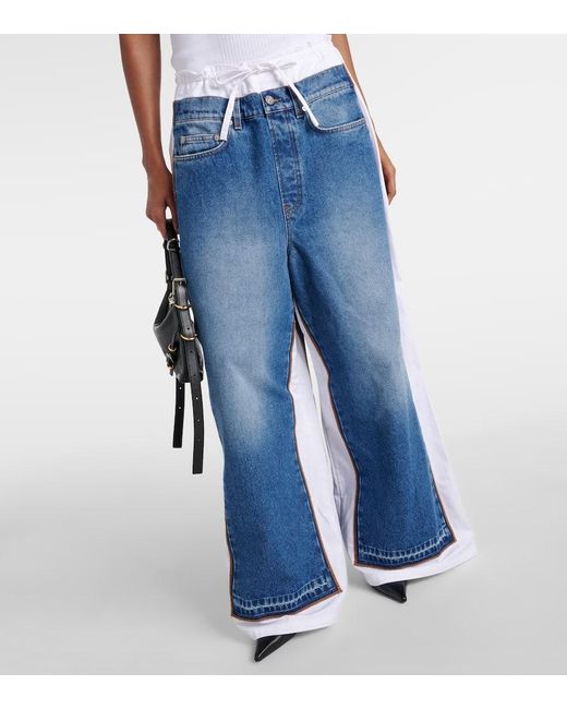 Jean Paul Gaultier Blue Mid-Rise Wide-Leg Jeans