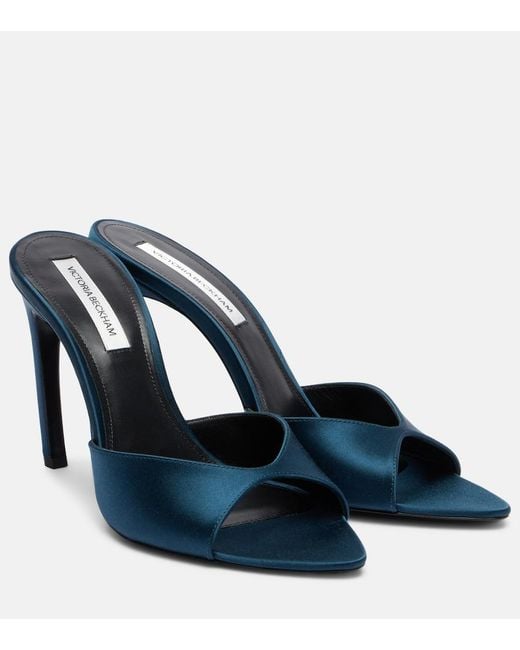 Victoria Beckham Blue Harlow 100 Satin Mules