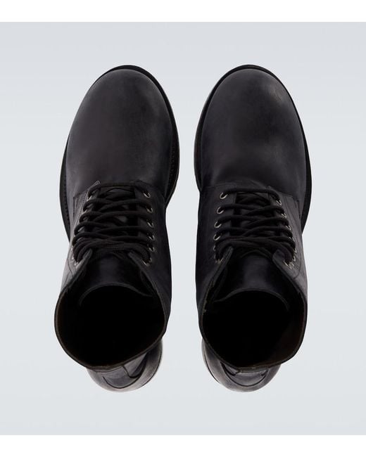 The Row Black Leather Combat Boots for men