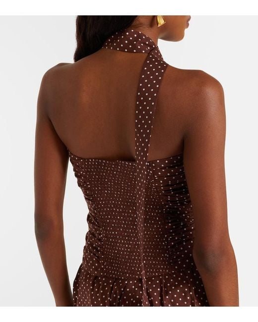 Posse Brown Edie Polka-Dot Top