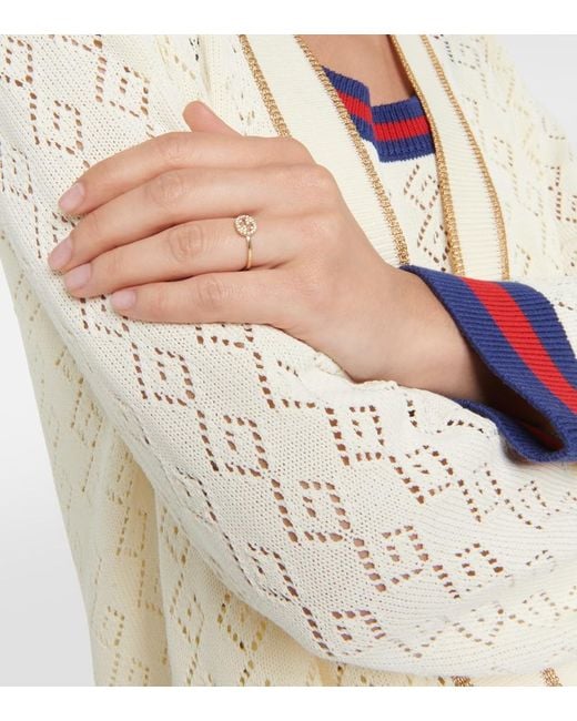 Gucci White Interlocking G 18Kt Ring With Diamonds