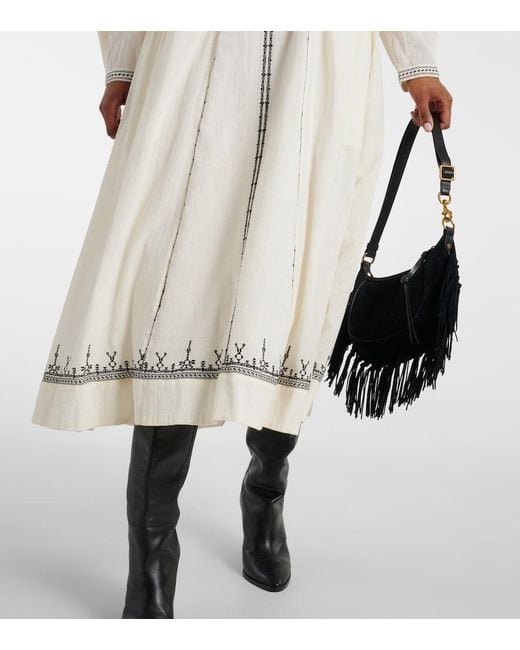 Isabel Marant White Pippa Embroidered Cotton Midi Dress