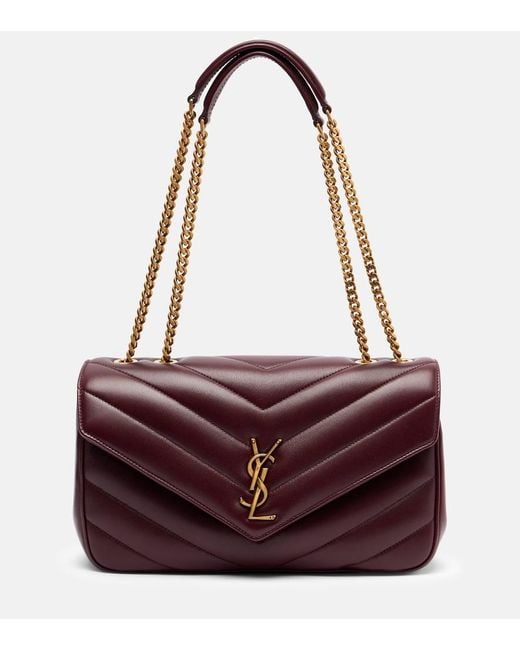 Saint Laurent Purple Schultertasche Lou Lou Medium Aus Leder