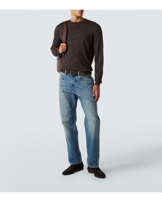 Zegna Gray Silk, Cashmere, And Linen Sweater for men