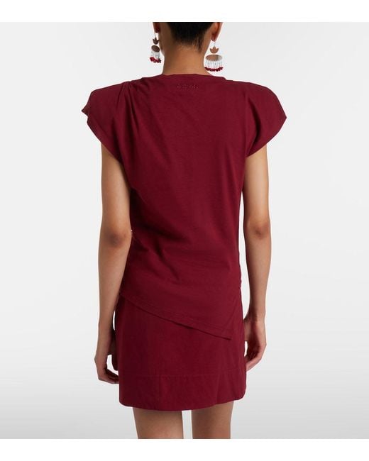 Isabel Marant Red Sebani Asymmetric Cotton T-Shirt