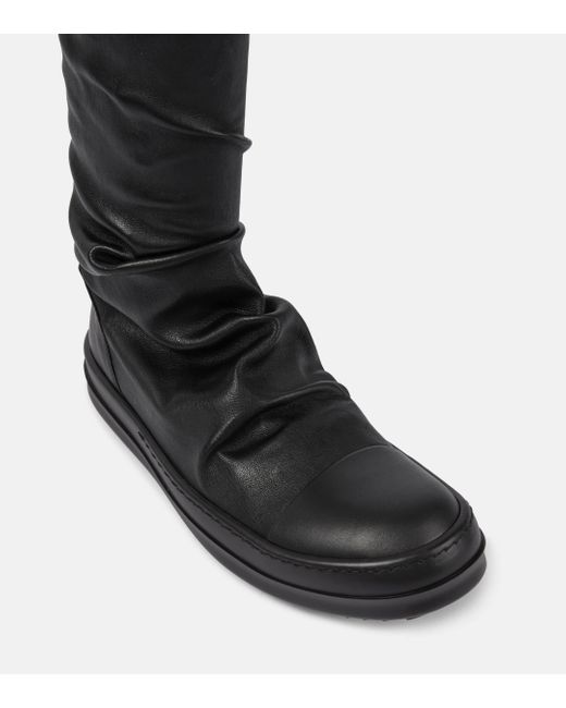 Rick Owens Black Stocking Sneaks Knee-high Leather Sneakers