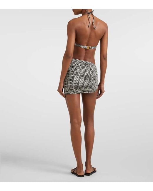 Balmain White Monogram Draped Beach Cover-Up