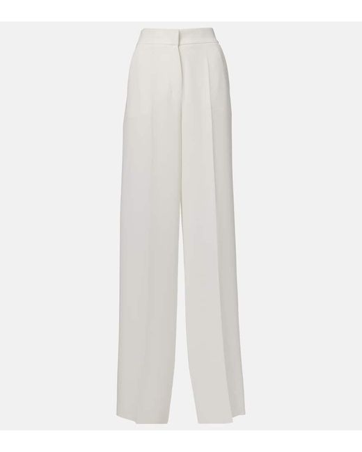 Max Mara White Weite High-Rise-Hose Abetone Aus Cady