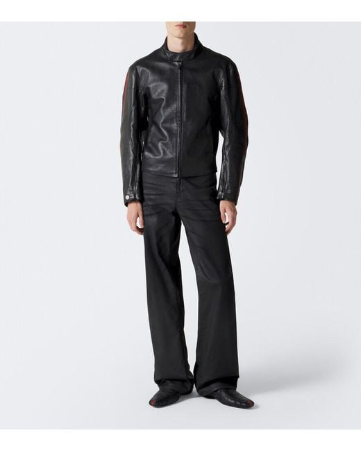 Gucci Black Mesh-Trimmed Leather Loafers for men