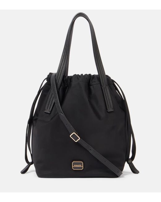Khaite Black Rory Medium Leather-Trimmed Bucket Bag