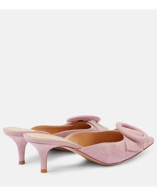 Gianvito Rossi Pink Portofino 55 Suede Mules