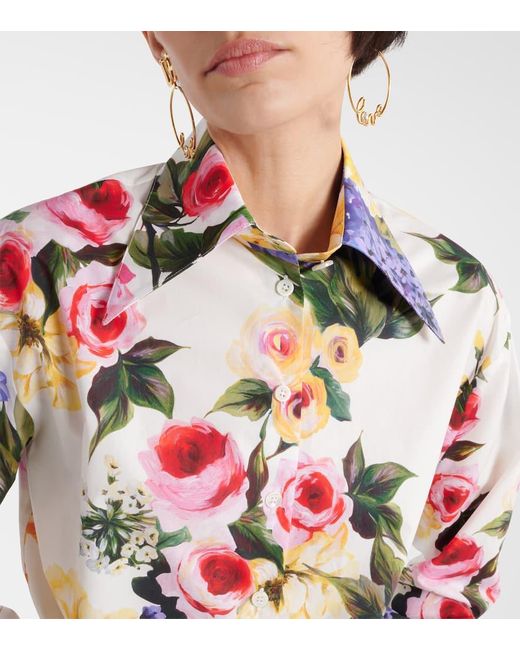Camicia cropped in popeline di cotone di Dolce & Gabbana in White