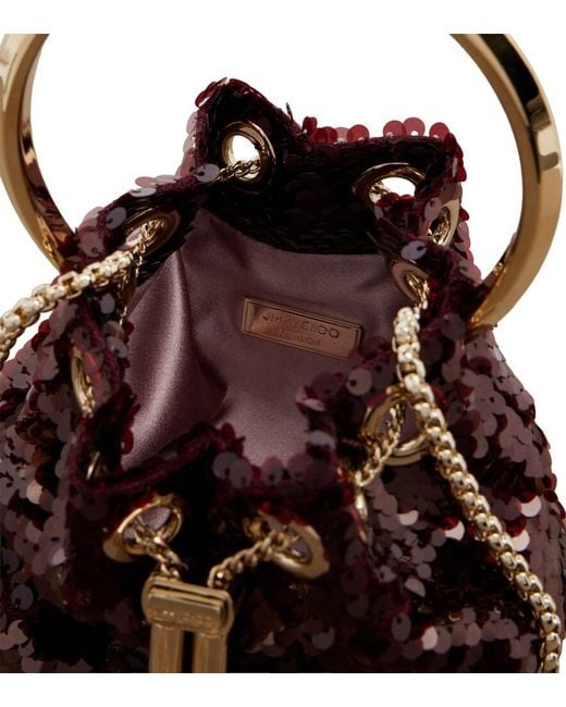 Jimmy Choo White Bon Bon Micro Sequined Bucket Bag