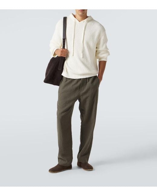 Commas White Knitted Cotton Hoodie for men