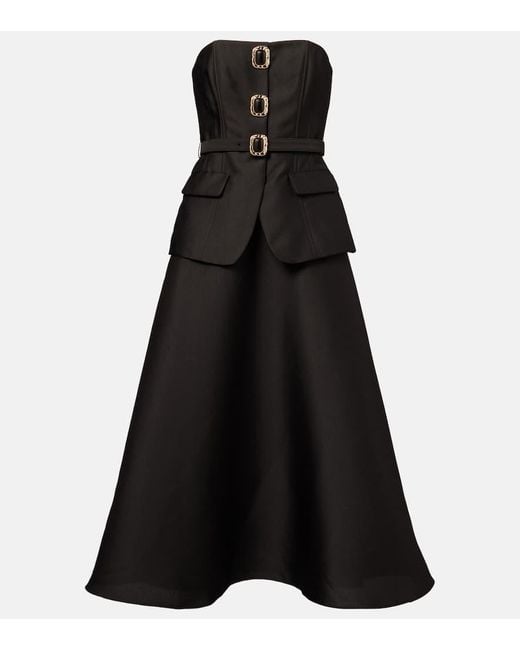 Self-Portrait Black Embellished Belted Midi Dress