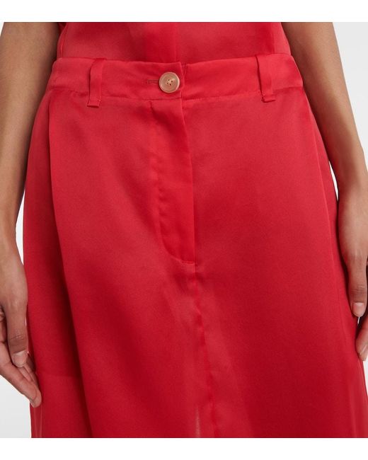 Falda Larga Lucian De Organza De Seda Khaite de color Red