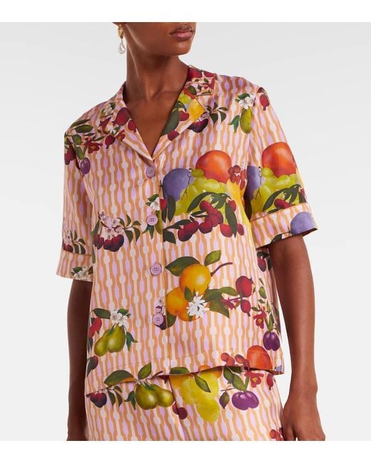Eres Pink Bedrucktes Hemd Cherry Aus Seiden-Twill