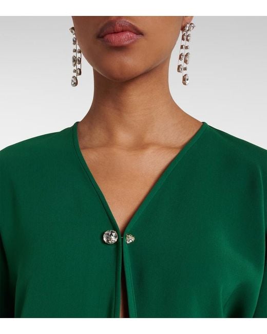 Max Mara Green Umile Crystal-Embellished Cady Blouse