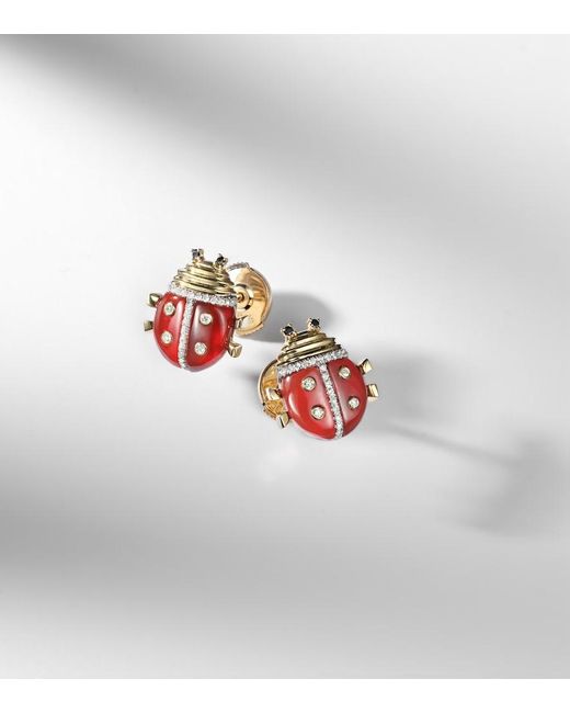 Yvonne Léon White Coccinelle 9Kt Earrings With Gemstones
