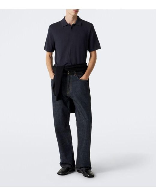 Lisa Yang Blue Keir Cotton And Cashmere Polo Shirt for men