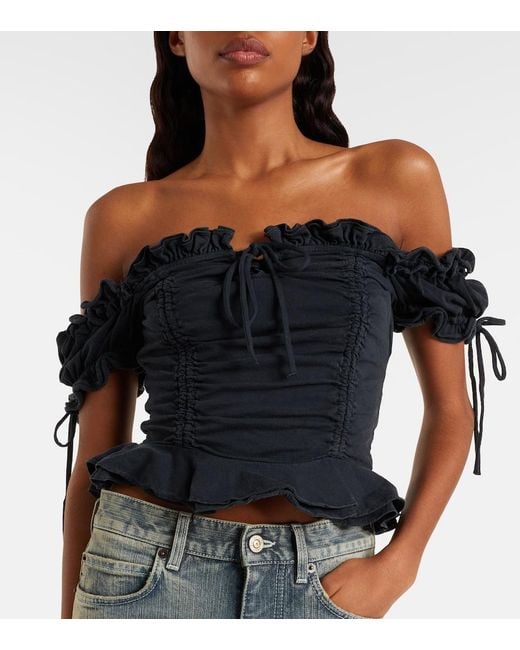 Balenciaga Black Gathered Cropped Top