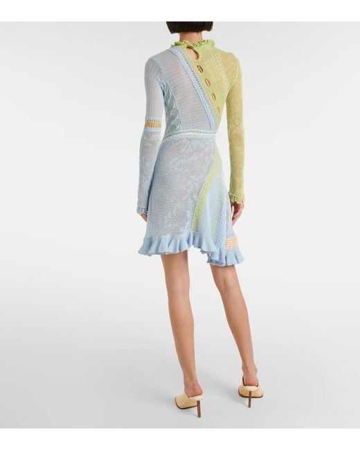 Roberta Einer White Ali Open-Knit Cotton Minidress