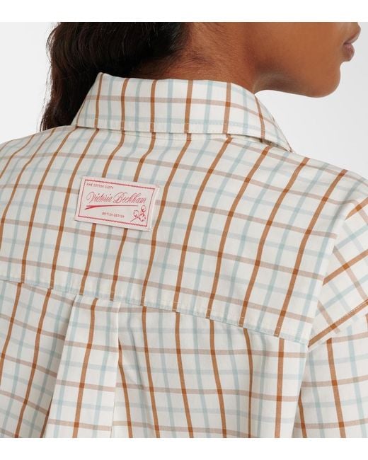 Victoria Beckham White Ellis Checked Cotton Shirt