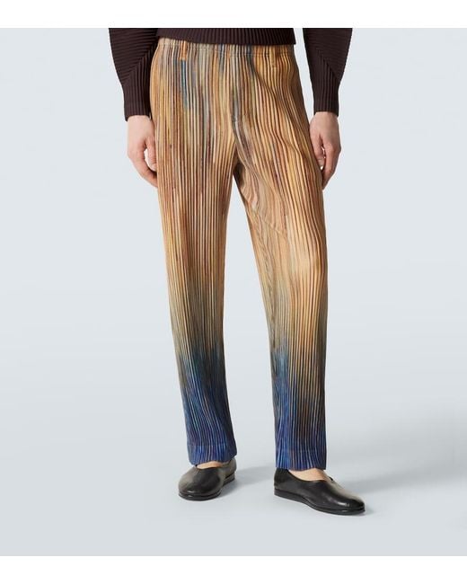Homme Plissé Issey Miyake Natural Paint Brush Close-Up Pleated Straight Pants for men