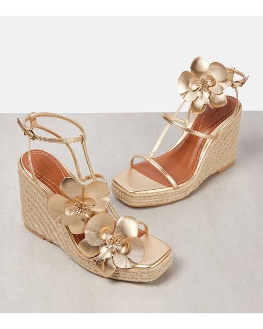 Zimmermann Orchid 110 Metallic Leather Wedge Sandals