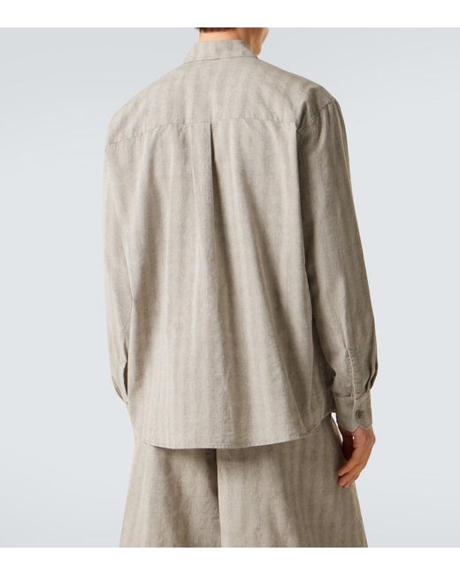 Our Legacy Gray Above Striped Cotton And Linen-Blend Shirt for men